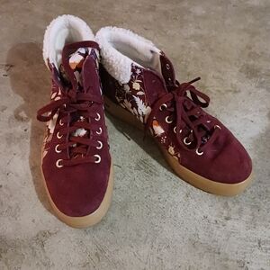 Keds Floral Burgundy High-Top Sneakers